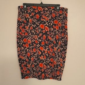Floral Lularoe Cassie Pencil Skirt - Size Medium